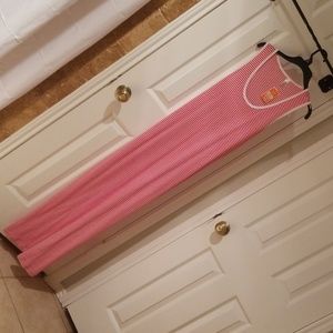 Long Red & White Maxi Dress